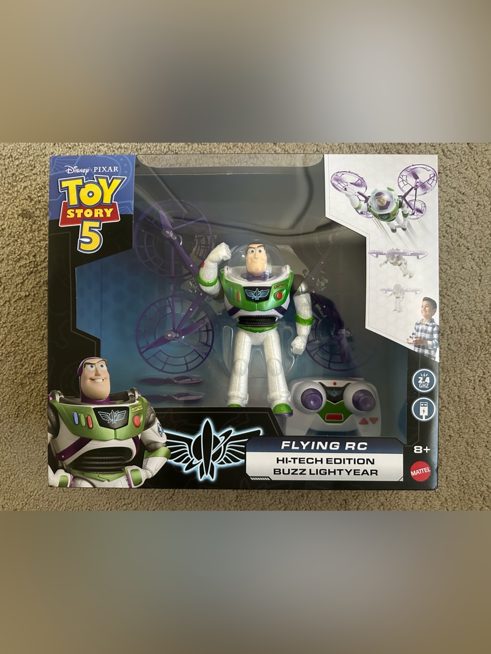 Mattel Toy Story 5 Buzz Lightyear Flying RC Hi-Tech Edition - White & Green